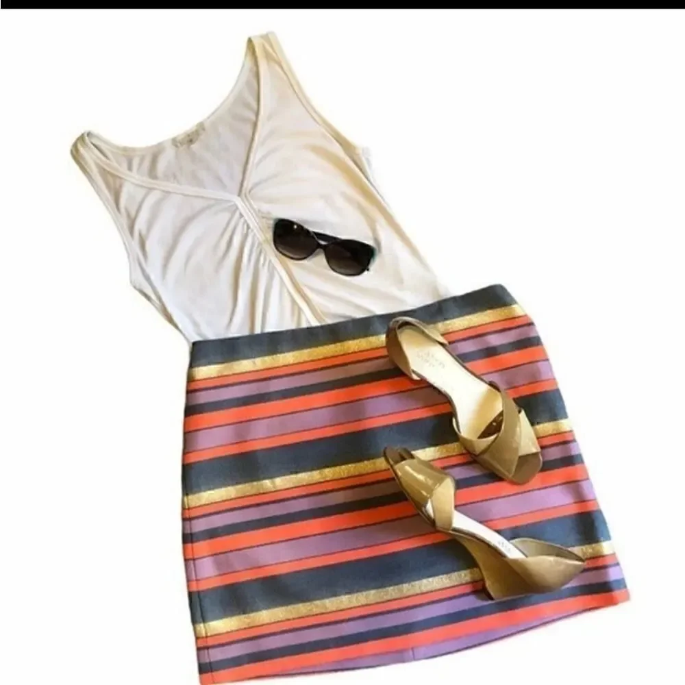 J CREW Striped Metallic Skirt